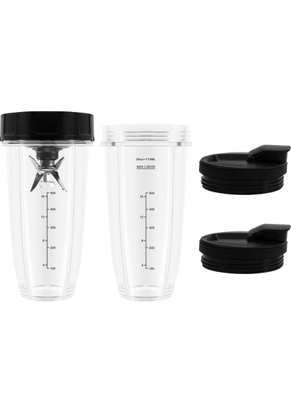 Ninja Blender Yedek Parçaları, 2 Adet 24 Oz'luk Bardak, Taşınabilir Kapaklar, 7 Kanatlı Çıkarıcı Bıçak, Nutri Ninja Auto Iq Için (Yurt Dışından) modelleri