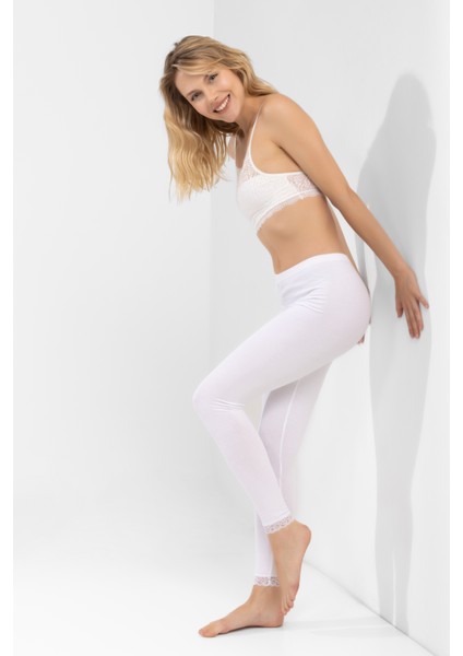 Kadın Bilekleri Güpürlü Tayt 8905 Beyaz fiyatları