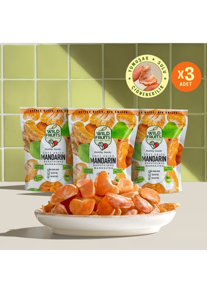 Kurutulmuş Mandalina - Soft Dried - Atıştırmalık Kuru Meyve 3 x 50 gr
