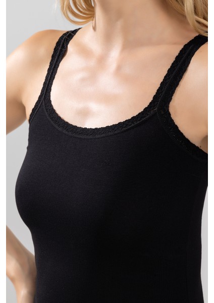 Kadın Ip Askılı Dantel Detaylı Atlet 6687 Siyah fiyatları