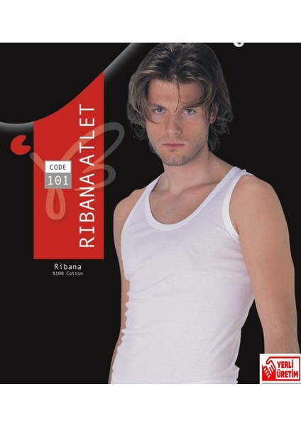 Erkek Beyaz Ribana Atlet % 100 Pamuklu Atlet 3'lü Paket 101-3B