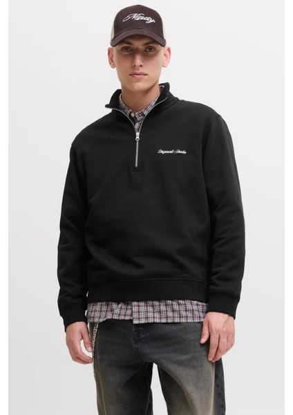 Erkek Jornorrebro Yarım Fermuarlı Dik Yaka Sweatshirt 12282899 Siyah