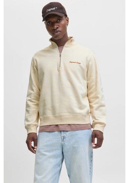 Erkek Jornorrebro Yarım Fermuarlı Dik Yaka Sweatshirt 12282899 Ekru