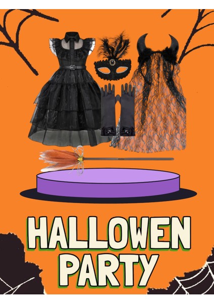 Kız Çocuk Cadılar Bayramı Kostümü Seti