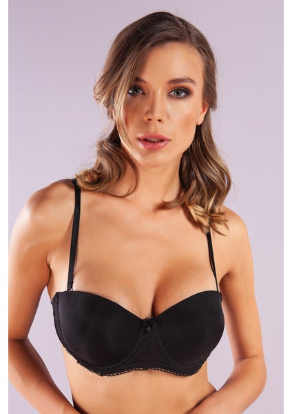Gala Push-Up Strapless Bra, Siyah Konforlu ve Şık Sütyen, Strapless