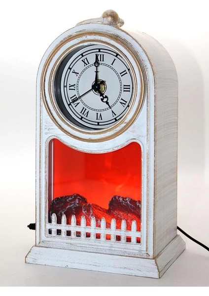 LED Işıklı Saatli Şömine