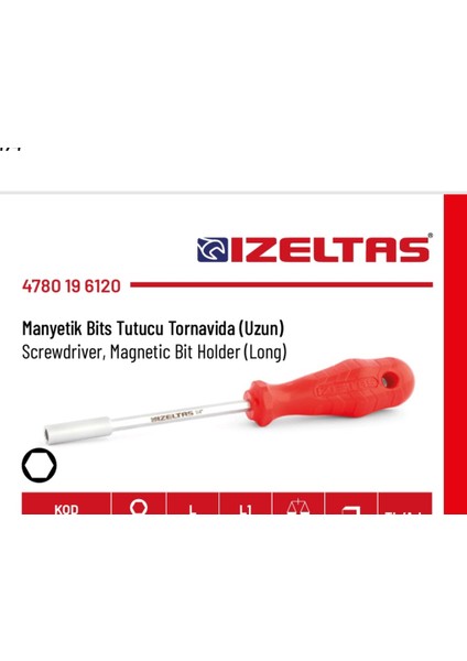 Manyetik Bits Uç Tutucu Tornavida Uzun