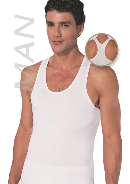 Erkek Beyaz Ribana Atlet % 100 Pamuklu Body Atlet 3'lü Paket 103-3B