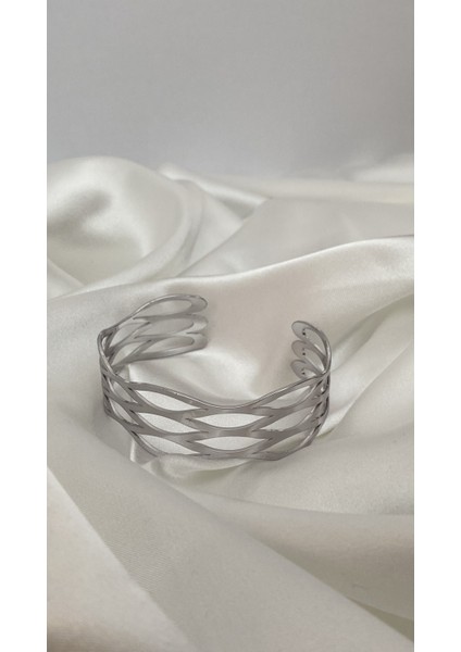 Dalga Örgü Manşet Bilezik