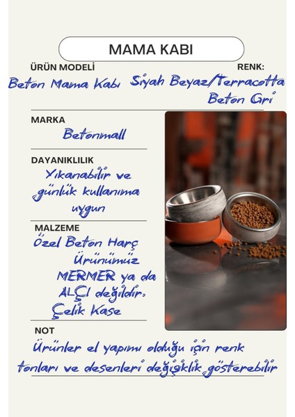 Beton Kedi ve Köpek Mama/su Kabı | Paslanmaz Çelik Iç Hazneli, Devrilmez ve Hijyenik Besleme Kabı