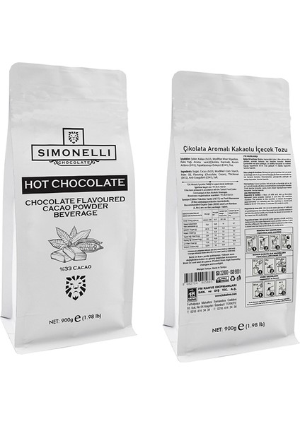 Sıcak Çikolata Çikolata Aromalı 900G Paket