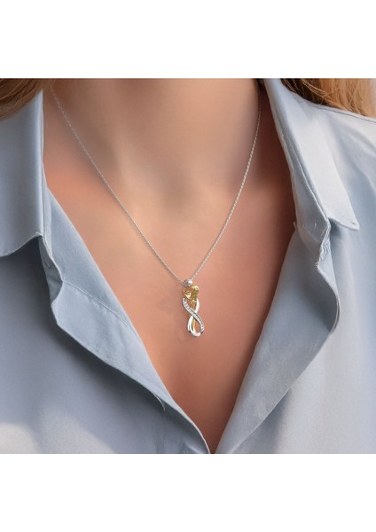 Kadın Çelik Sarılan Sonsuz Birliktelik Çift Kolyesi modelleri