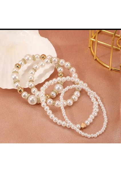 4'lü Zarif Beyaz Kadın Bileklik Seti fiyatları