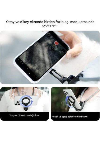 Manyetik Boyun Tipi Esnek Telefon Tutucu – Eller Serbest Pov / Vlog / Spor Kullanımı Için Uyumlu Nh-01 modelleri