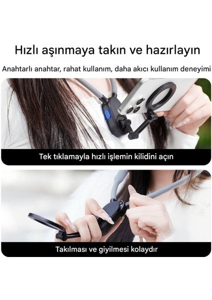 Manyetik Boyun Tipi Esnek Telefon Tutucu – Eller Serbest Pov / Vlog / Spor Kullanımı Için Uyumlu Nh-01 indirimleri
