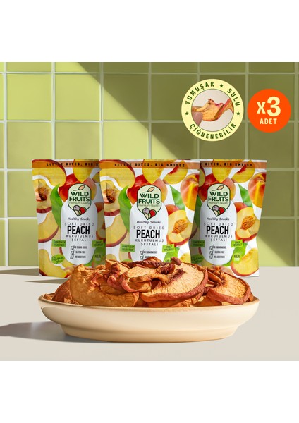 Kurutulmuş Şeftali - Soft Dried - Atıştırmalık Kuru Meyve 3 x 50 gr