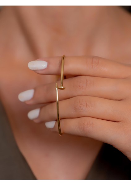 14 Ayar Altın Zarif Çivi Kelepçe Bilezik fırsatları