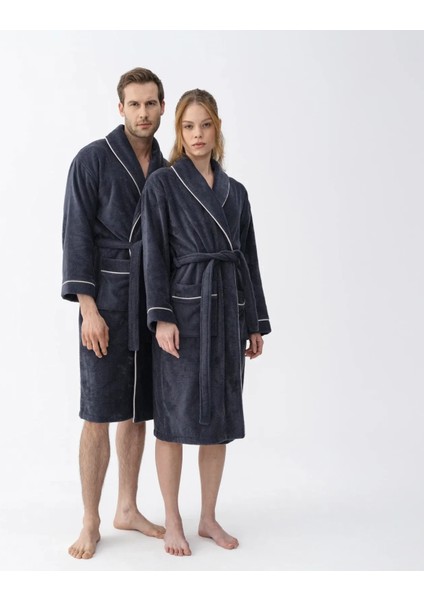 Pansy Pima Pamuk Unisex Bornoz Antrasit