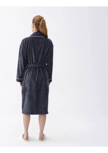 Pansy Pima Pamuk Unisex Bornoz Antrasit