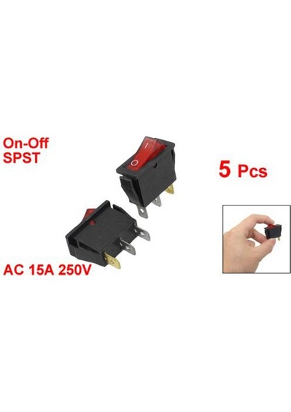 5 Pcs Kırmızı Işıklı Işık Açık/kapalı Spst Tekne Rocker Switch 15A 250V Ac (Yurt Dışından)