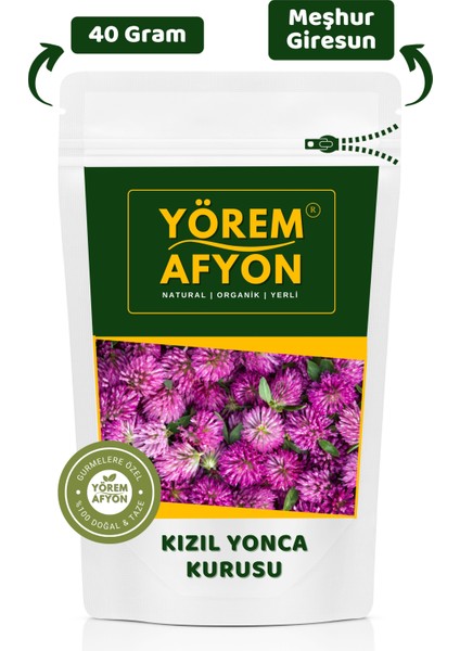 Yörem Afyon Meşhur Giresun Yayla Mahsulü Tomurcuk Kızıl Yonca Kurusu, Çayır Üçgülü (Trifolium Pratense) | 40GR.