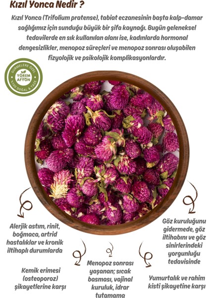 Yörem Afyon Meşhur Giresun Yayla Mahsulü Tomurcuk Kızıl Yonca Kurusu, Çayır Üçgülü (Trifolium Pratense) | 40GR. fiyatları
