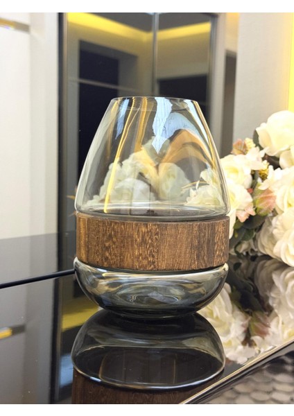 Ahşap Detaylı Cam Vazo 20/9 CM fırsatları