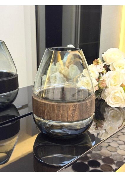 Ahşap Detaylı Cam Vazo 20/9 CM indirimleri