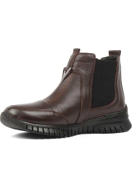 Kadın Kahverengi Kalın Tabanlı Deri Chelsea Bot modelleri