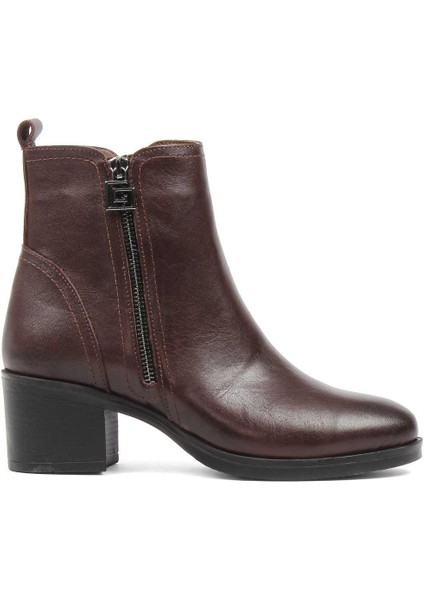 Kadın Kahverengi Çift Fermuarlı Deri Bot fiyatları