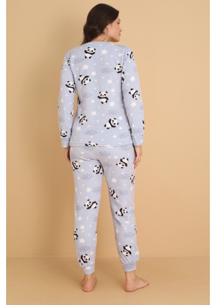 Fawn 1204 Peluş Welsoft Polar Kışlık Yumoş Panda Kadın Pijama Takımı indirimleri