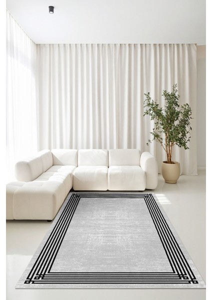 Sadelikte Derinlik Gri ve Siyahın Buluştuğu Halı- Kaymaz Taban modelleri