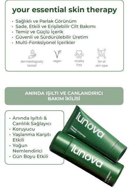 Lunova Anında Işıltı ve Canlandırıcı Bakım Ikilisi | 150 ml Milk Therapy Nemlendirici Serum ve Bariyer Güçlendirici Yüz Kremi Seti fiyatları