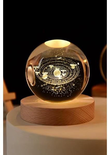 Ahşap Tabanlı Gezegen LED Işıklı Küre