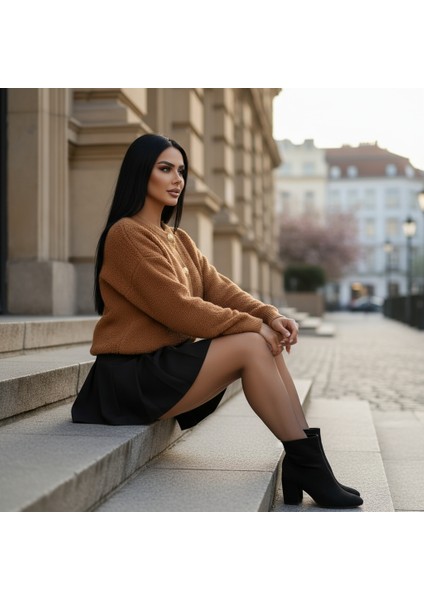 Kadın Teddy Bisiklet Yaka Yumuşak Doku Gold Düğmeli Havlu Örgü Hırka fiyatları