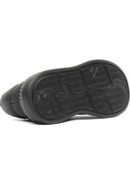 Erkek Mat Siyah Bağcıklı Kalın Tabanlı Deri Sneaker