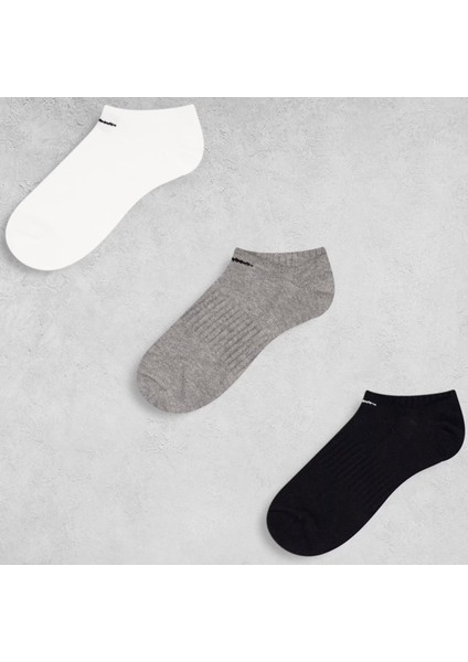 Dri Fit Everyday Cotton Lightweight No Show 3 Pck Unisex Bileksiz Çorap 3 Çift Beyaz-Gri-Siyah modelleri