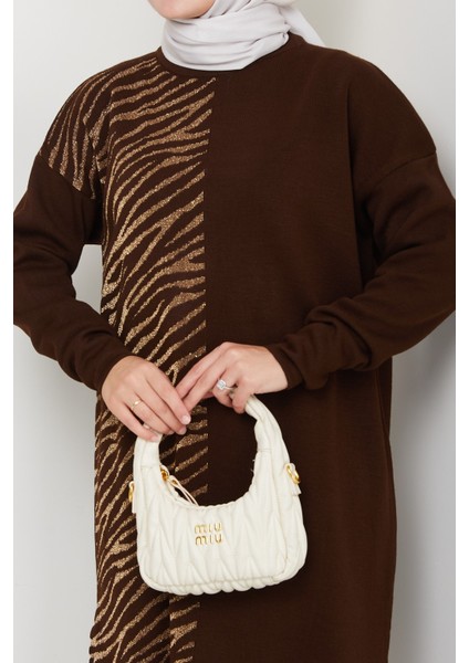 Leopar Desenli Simli Triko Tunik fiyatları
