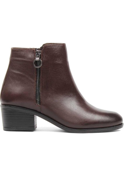 Kadın Kahverengi Fermuarlı Deri Bot modelleri