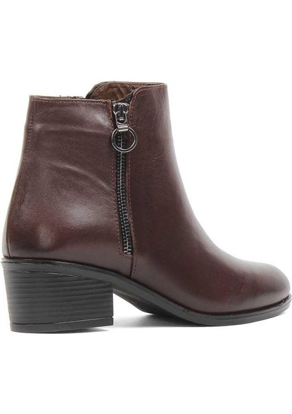 Kadın Kahverengi Fermuarlı Deri Bot fiyatları