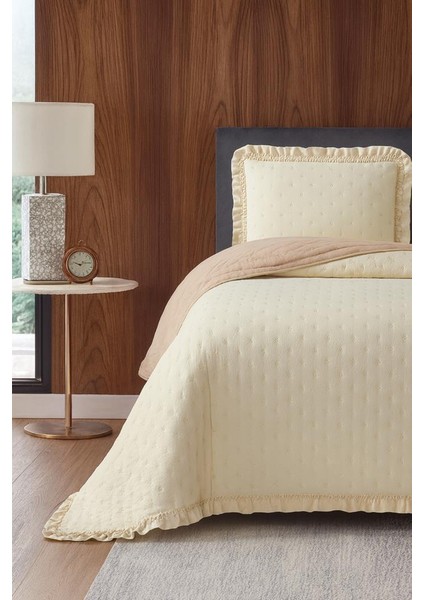 Lisbon Elyaf Dolgulu Tek Kişilik 180X240 cm Yatak Örtüsü Cappucino
