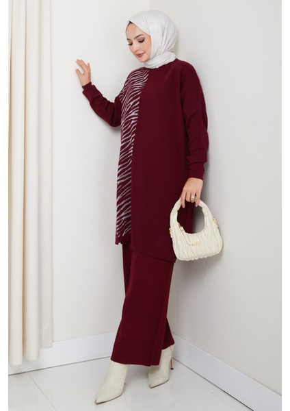Takım Leopar Desenli Simli Pantolonlu Tunik fiyatları