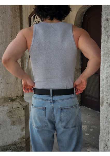 Erkek Fitilli Atlet - Pamuklu Esnek Sporcu Kesim (Gri) fiyatları