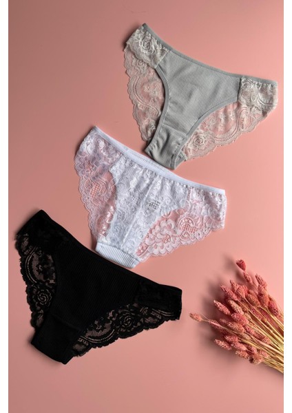 Velia Curve Dantelli 6'li | Pamuklu Üçgen Iz Yapmaz Kadın Külot 50A25 modelleri