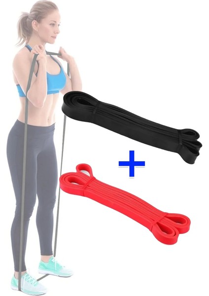 2 Li Resistance Powerband Seti Squat Pilates Lastiği Direnç Bandı 13 mm + 22 mm Orta Sert Direnç Set