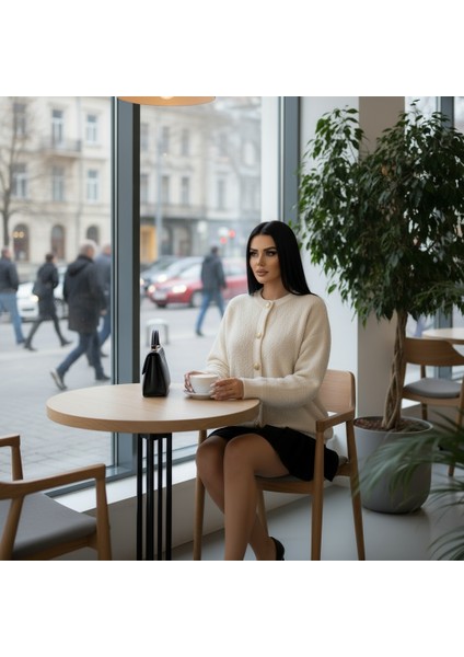 Kadın Teddy Bisiklet Yaka Yumuşak Doku Gold Düğmeli Havlu Örgü Hırka indirimleri