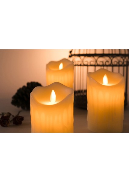 Alevli LED Mum Hareketli Alev Görünümlü Dekoratif Mum - 7cm indirimleri