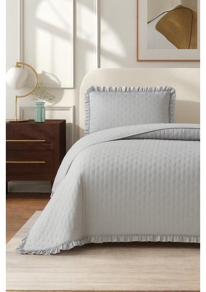 Lisbon Elyaf Dolgulu Tek Kişilik 180X240 cm Yatak Örtüsü Gri