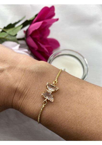 Çelik Zirkon Taşlı Kelebek Model Bileklik fırsatları