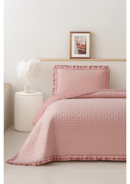 Lisbon Elyaf Dolgulu Tek Kişilik 180X240 cm Yatak Örtüsü Pudra